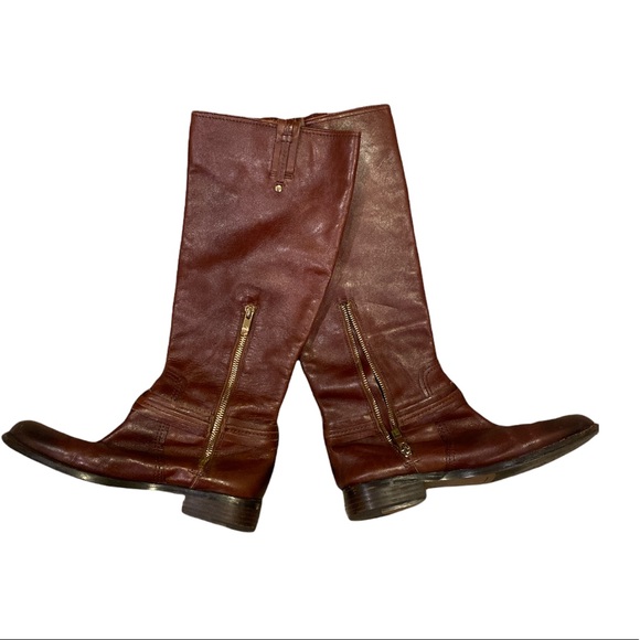 Vince Camuto Riding Boot Winter Leather Cognac Brown Size 9 - Picture 3 of 4